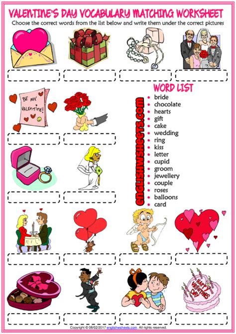 Valentine S Day Worksheet With Pictures And Words