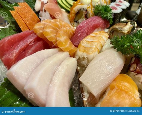 Sashimi Set Traditional Japanese Food With Salmon Tuna Shrimp