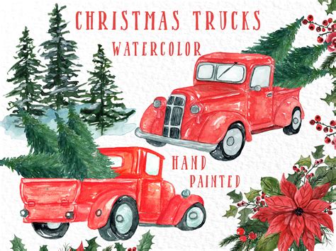 Christmas Truck Clipart: christmas Trees | Etsy