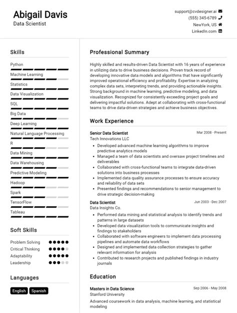 Senior Data Scientist Cv Examples And Templates For Top Cv