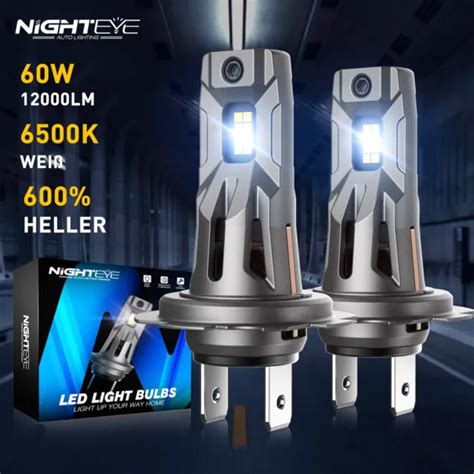 NIGHTEYE 2X H7 LED Scheinwerfer 60W 12000LM 6500K Weiß Halogen Canbus