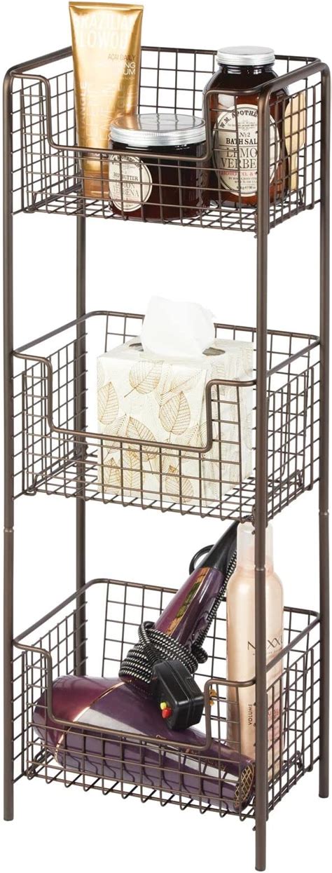 Mdesign 3 Tier Vertical Standing Bathroom Shelving Unit Decorative