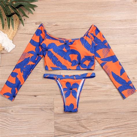 Bikinx Sexy Tribal Print Bathing Suit Women Long Sleeve Female Swimsuit