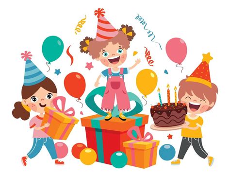 Cartoon Kids Celebrating Birthday Party 13474308 Vector Art At Vecteezy