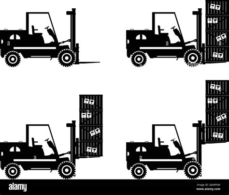 Detailed Illustration Of Forklifts Heavy Equipment And Machinery Stock