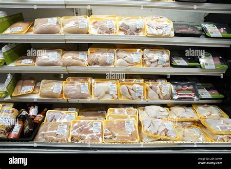 Poultry Packages Are Seen In A Supermarket Refrigerator In New York