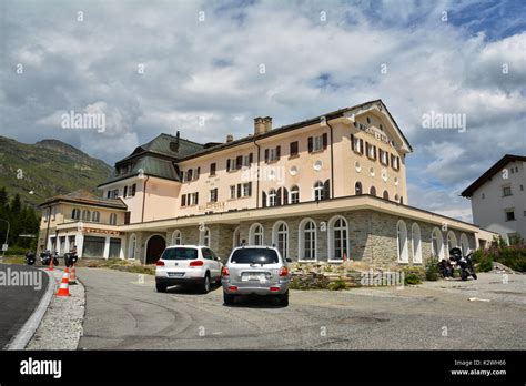 GRAUBUNDEN ,SWITZERLAND - JULY 27, 2017. The old Maloja Kulm Hotel, one ...