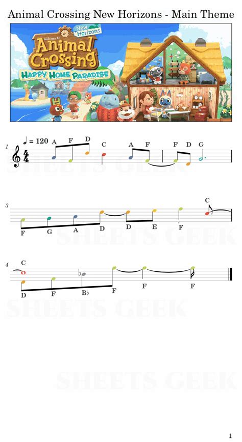 Animal Crossing New Horizons Main Theme Easy Sheet Music