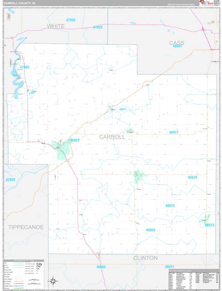 Carroll County, IN Wall Map Premium Style by MarketMAPS - MapSales