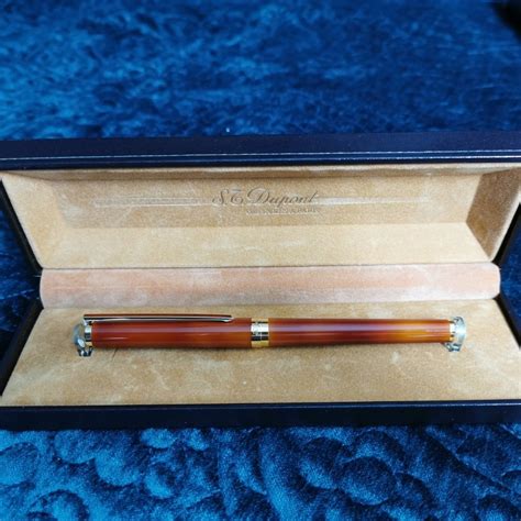 St Dupont Line Fountain Pen In Tortoiseshell Laque De Chine Rare Om