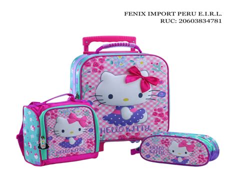 Ripley Set Maleta Magic Grande Eva 3d Velvet Hello Kitty Scool