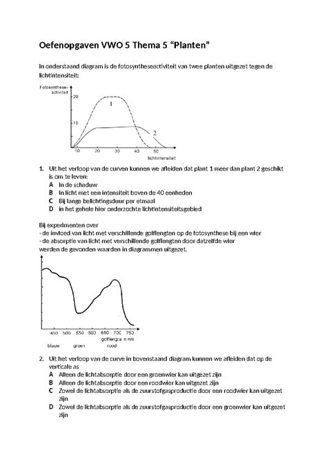 Oefenopgaven Vwo Thema Oefenopgaven Vwo Thema Planten In