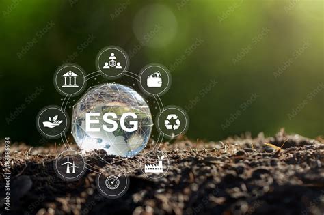 Esg Concept Of Environmental Social And Governance Crystal Globe