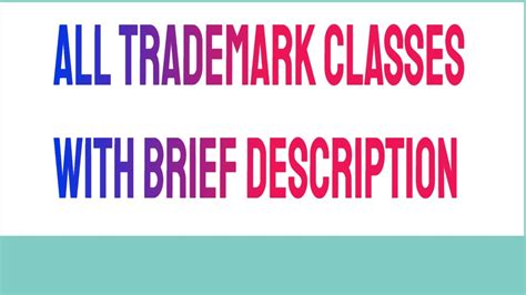 110 All Trademark Classes With Brief Description YouTube