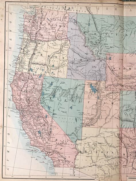 Idaho Map Original Rand Mcnally Atlas Boise Pocatello Coeure