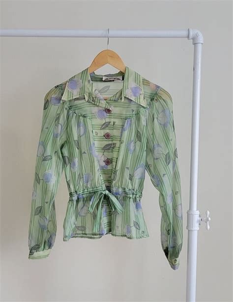 70s Sheer Tulip Cinched Blouse Especially For Contemp Gem