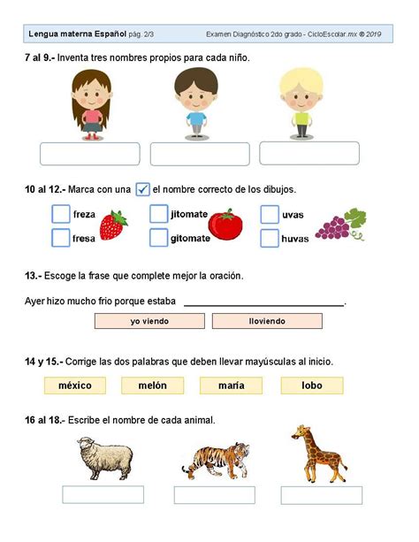 Examen Diagnóstico Primer Grado 2019 2020 Artofit