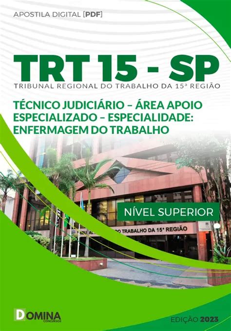 Apostila TRT 15 SP 2023 Técnico Judiciário Enfermagem Trabalho Guru