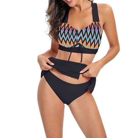 SEAOPEN Swimsuit Under 8 Dollars Womens High Waisted Bikin Set Color