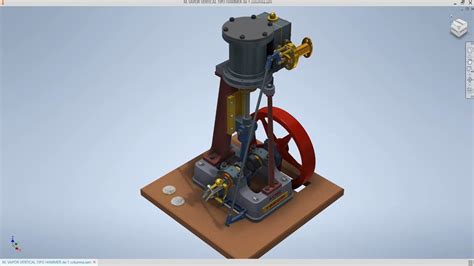 Autodesk Inventor Maqueta De Un Motor A Vapor Vertical Tipo Hammer