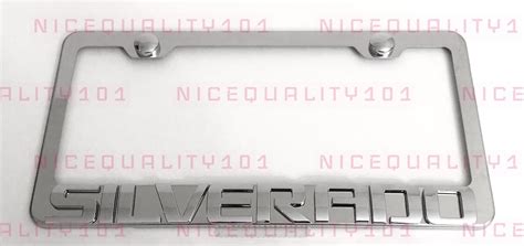 D Silverado Stainless Steel Chrome Finished License Plate Frame Rust