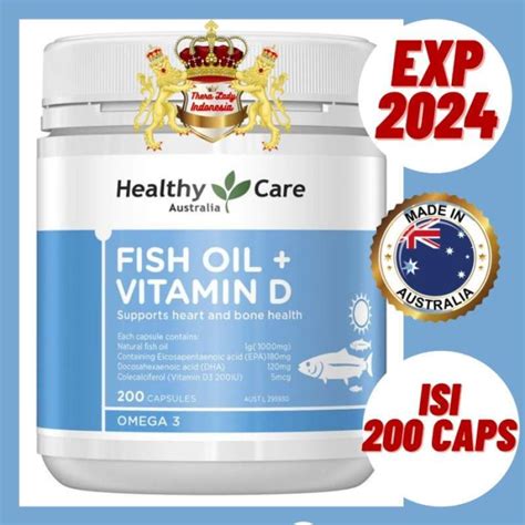 Jual Healthy Care Fish Oil Vitamin D Omega 3 Vit D 1000mg Isi 200