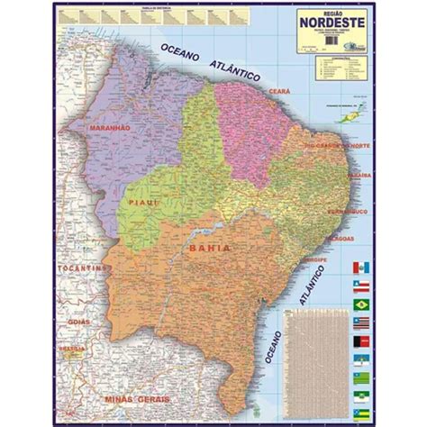 Mapa Brasil Região Nordeste Politico Rodoviário 120cm X 90cm Shopee