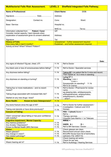 Delaware Fall Risk Screening Tool Download Printable Pdf Templateroller Porn Sex Picture