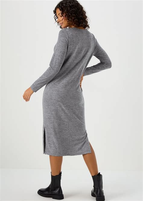 Charcoal Twist Midi Dress Matalan