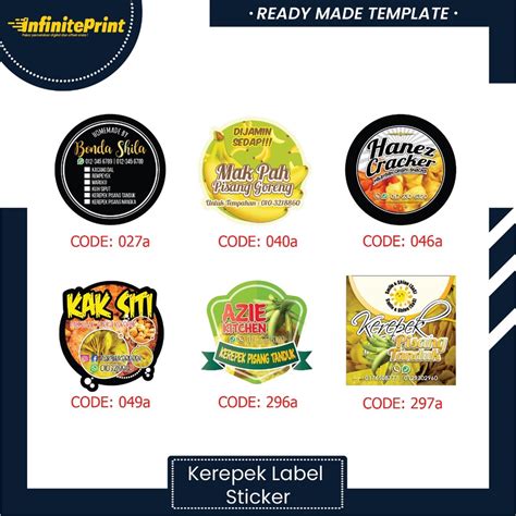 Kerepek Food Sticker Label Product Label 3cm 4cm 5cm 6cm 7cm 8cm Murah Siap Potong