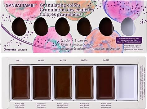 Kuretake GANSAI TAMBI GRANULATING COLOR 5 Colors Set Watercolor Paint