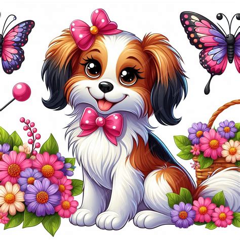 Premium Vector Papillon Dog Vector Cartoon Illustration