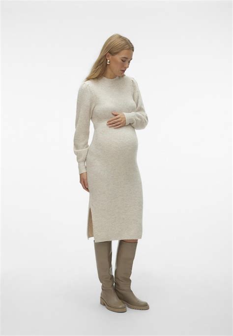 Vero Moda Maternity Vmmvilla O Neck Strikkjoler Birch Melangebeige