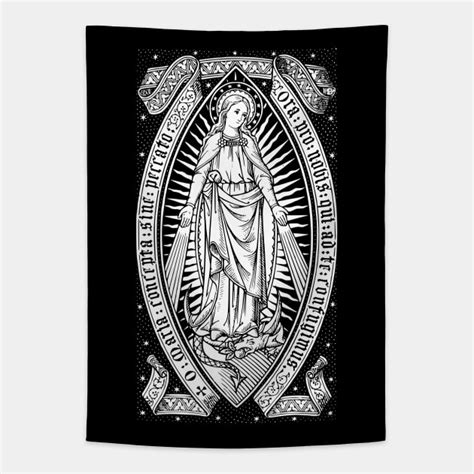 Virgin Mary Catholic Vintage Engraving Virgin Mary Tapestry Teepublic