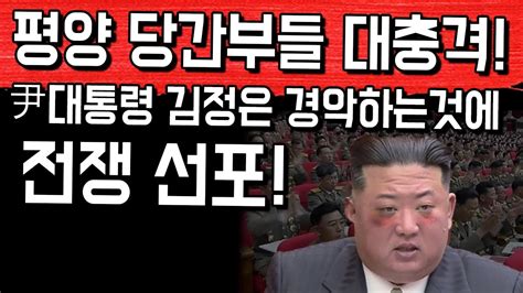 평양 당간부들 대충격 尹대통령 김정은 경악하는것에 전쟁선포 Youtube