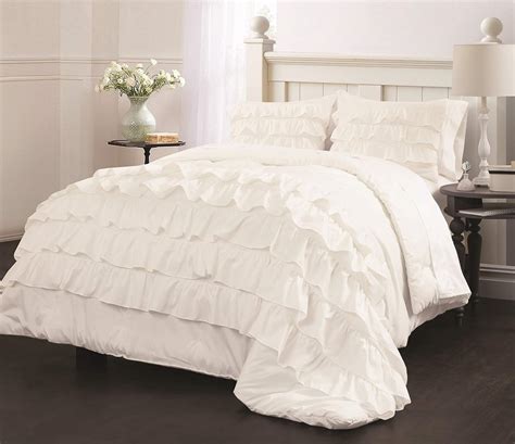 white ruffle bedding