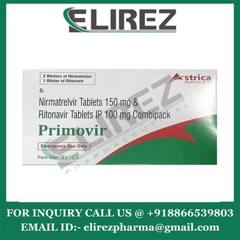 Primovir Nirmatrelvir Tablets 150 Mg And Ritonavir Tablets Ip 100 Mg