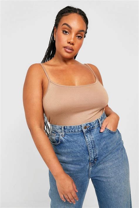 Womens Beige Plus Strappy Cami Bodysuit Boohoo Uk