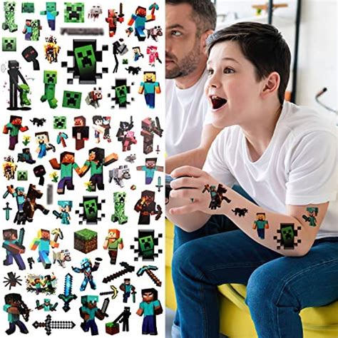 tattoo Kinder 8 Blätter Temporäre Tattoo Set Jungen minecraft tattoos