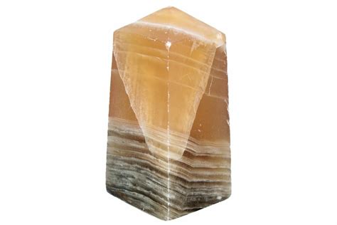 26 Polished Banded Honey Calcite Obelisk 217046 For Sale