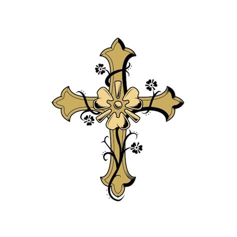 Croix Avec Des Fleurs Isol Es Sur Fond Blanc Symbole Religieux De L