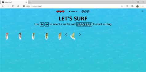 Surf game in Microsoft Edge browser