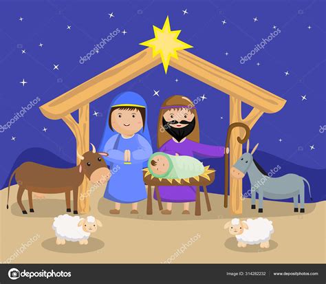 Three Wise Men Bring Presents To Jesus In Christmas Nativity Scene Stock Vector By ©sergey Ch