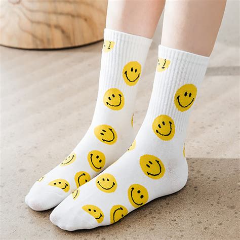 Funny Smile Sock Emoji Pattern Socks Yellow Happy Faces Etsy Canada