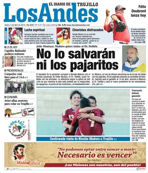 Peri Dico Diario De Los Andes Venezuela Peri Dicos De Venezuela