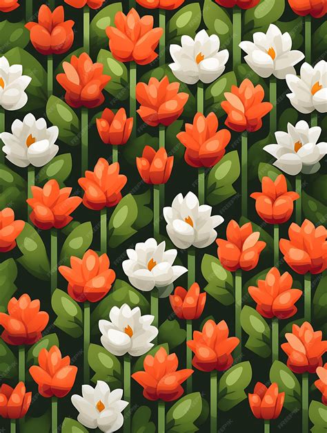 Premium Photo Simple Seamless Pixel Art Of Flower Themed Pattern