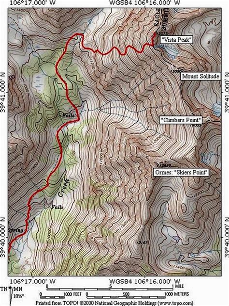 Topographic Map Of The Route Photos Diagrams And Topos Summitpost