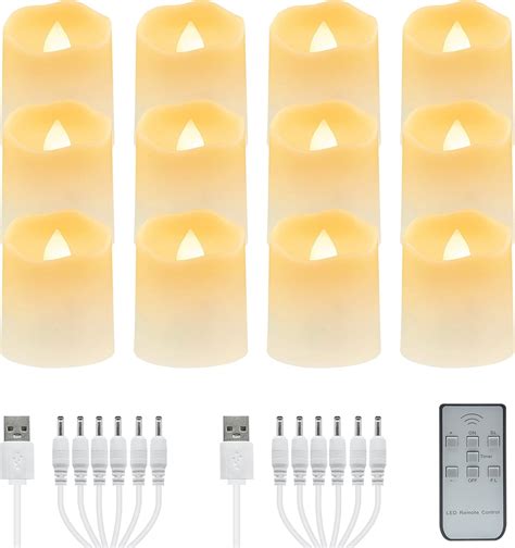 USB Rechargeable Flameless LED Tea Lights Warm White Votive Candles