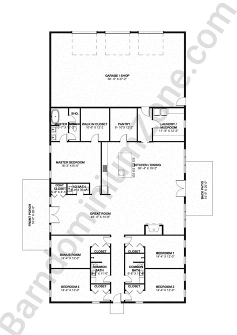 6 Creative 50x100 Barndominium Floor Plans With Shop