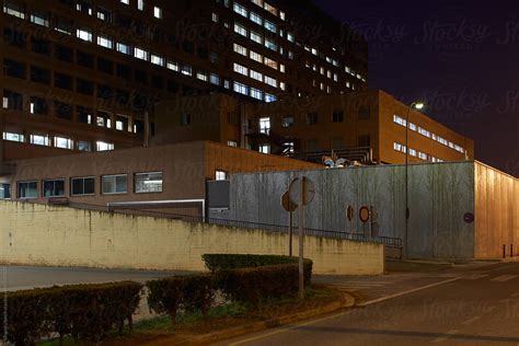 hospital building  night  stocksy contributor miquel llonch
